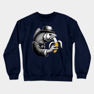 fish eats a banana Crewneck Sweatshirt